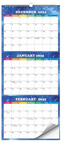 Drei Monate View Calender 2025,3 Monats Wandkalender 2025-2026,3 Monate akademischer Kalender | Einfache Planungserinnerung, Dezember 2024 - Januar 2026, Zeitmanagement für Frauen -Männer Teenager