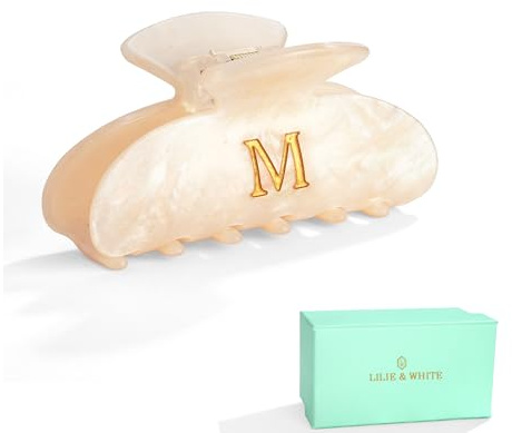 LILIE & WHITE lärare uppskattning gåvor akryl bokstav hårklämmor för kvinnor | Elegant M monogram hårklo gåvor glitter klo klämmor elegant och hållbar håraccessoar stora hårklämmor M