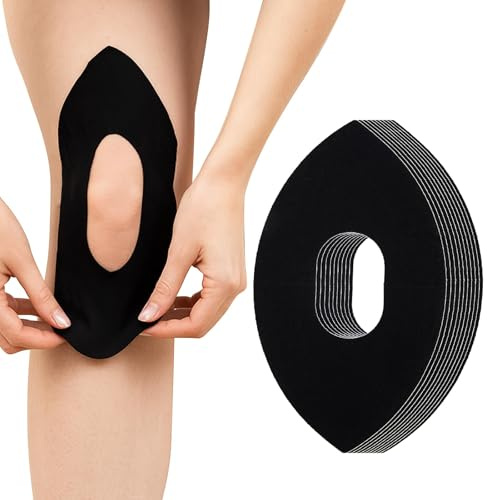 LIUYIDM 10 Pezzi Kinesiotapes para Rodilla, Cintas de Kinesiología Precortadas, Resistentes al Agua y Elásticas Kinesiology Tape, Impermeable y Transpirable, Alivio del Dolor Muscular (Nero)