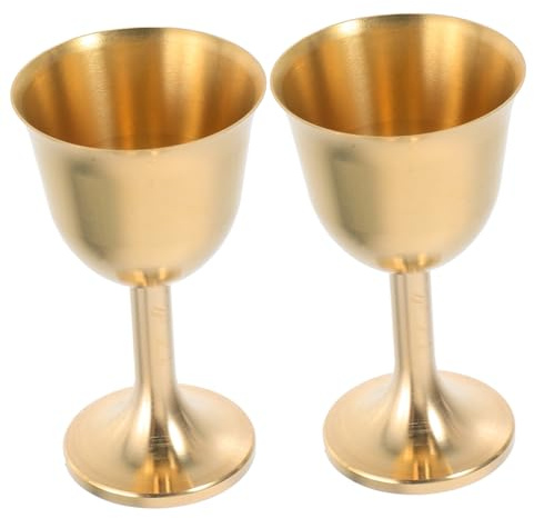 Gatuida Mini Copa de Latón Dorado Tallo, 2 Piezas para Ritual