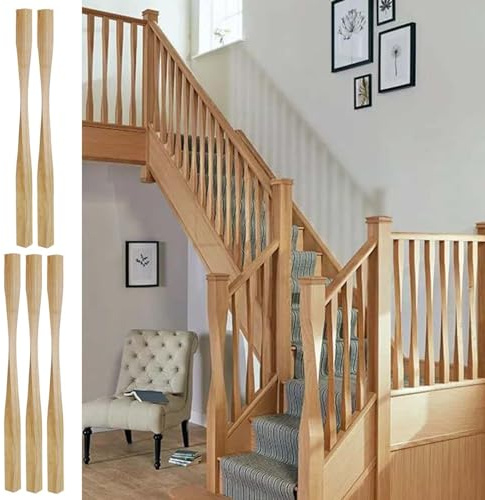Colonne di ricambio moderne per ringhiere per scale, 5 x 5 cm, pilastri decorativi in legno massello per scale a torsione, 5 pezzi, scala interna Caratteristiche