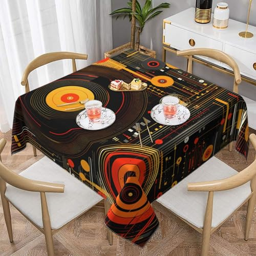 Vinyl Record Cd Square Tablecloth 145x145 cm Abstract Table Clothes Indoor Outdoor Washable Table Covers for Kitchen Wedding Restaurant Buffet Party Decor