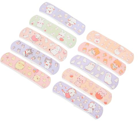 DECOMELODY Parche de Cuidado Adhesivo para Heridas 120 Unidades, Vendajes Transpirables y Protectores de Heridas, Diseño Infantil, para Primeros Auxilios en Niños