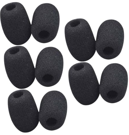 BESTonZON 10 Stück Mikrofonabdeckungen aus Schwamm Schwarz für Ansteckmikrofone mit Hands Free Komfort und Einfachem Entfernen für Konferenzen und Reden