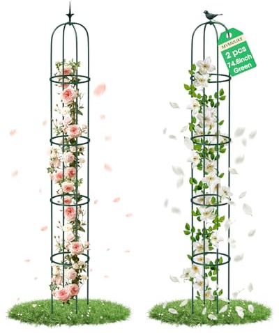 Garden Trellis for Climbing Plants, Rustproof Metal Pipe with Heavy Duty Plastic Coated, Garden Outdoor Indoor Potted Plant Support, Obelisk Garden Trellis for Climbing Vine