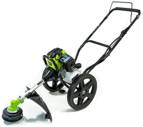 Synergy Desbrozadora de Ruedas Gasolina 65cc 4,9CV – Motor 2 Tiempos – Modelo Pro Wheels – Cabezal de Hilo y Cabezal de Corte para maleza