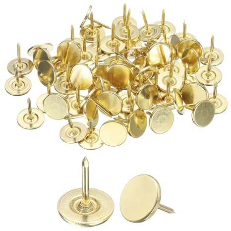 QUARKZMAN Polsternägel 11mm x 13mm Flachkopf Dekorative 100 Stück | Möbelnägel Pinnwandnadeln Für Möbel Sofa Kopfteile Gold