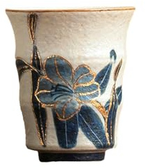 Tazza da tè in ceramica blu e bianca da 109 ml, dipinta a mano in pietra focaia per uso domestico, fresca e personalizzata, con giunzione di giglio