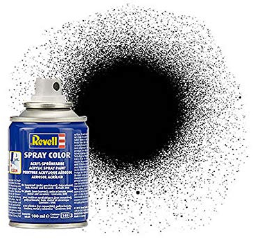 Revell Modellbausatz Spraydose Schwarz seidenmatt I Praktische 100-ml-Sprühdose I Ideal für präzise Farbaufträge auf Modellen und Modellen I Schnelltrocknend für effizientes Arbeiten