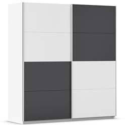 Rauch Möbel SUBITO, Schwebetürenschrank, Weiß/Grau metallic, Breite 181 cm | Kleiderschrank mit Schiebetüren, 2-türig, für Schlafzimmer, Kinderzimmer, Jugendzimmer, Garderobe, Flur