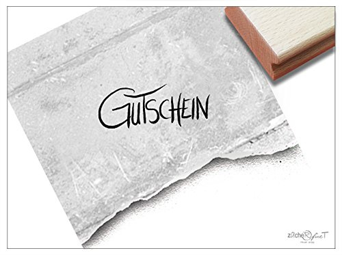 Stempel Textstempel GUTSCHEIN in Handschrift - 2 Größen zur Auswahl - Schriftstempel für Karten zum Geburtstag Briefe Geschenke Geschenkanhänger - zAcheR-fineT (ca. 20 x 47 mm)