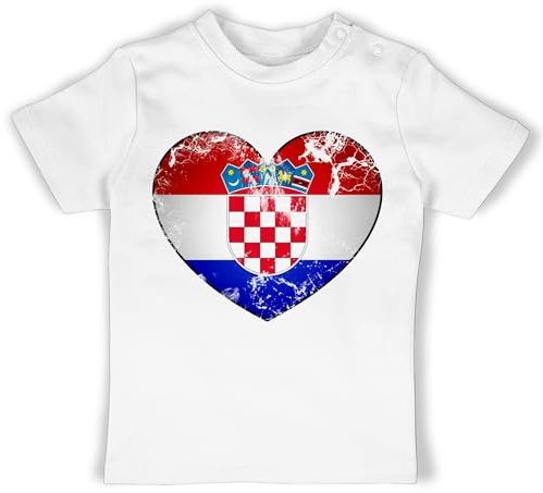 Baby T-Shirt Mädchen Jungen - 2026 Fussball WM Fanartikel - Kroatien Croatia - 6/12 Monate - Weiß - Tshirt kroatisch Tshirt-Fussball Europameisterschaft em Shirt 2024 fußball hrvatski Shirts