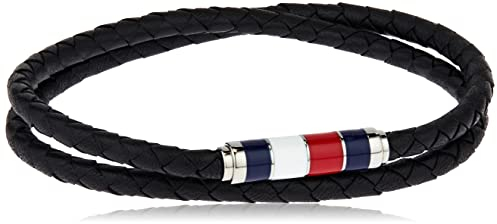 Tommy Hilfiger Casual Core Herren Armband Leder Schwarz, Edelstahl Silber 19 cm