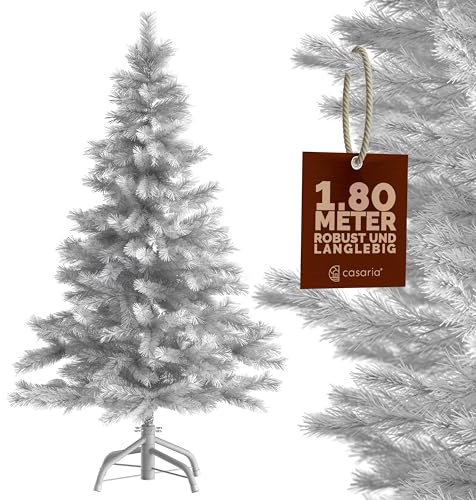CASARIA® Weihnachtsbaum künstlich 180cm dichte Spitzen schneller Aufbau Metallständer naturgetreu schwer entflammbar weißer Tannenbaum Deko Christmas