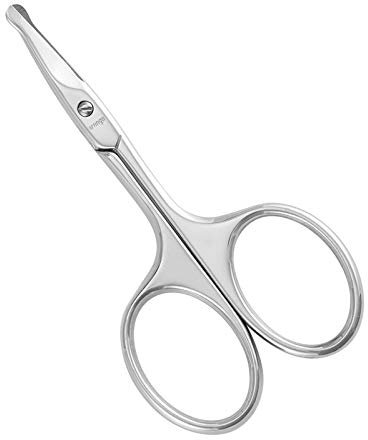 LIVINGO Nasenhaarschere Nasenhaarschneider mit Edelstahl Abgerundeter Spitzeum Kürzen von Barthaaren, Ohrhaaren und Nasenhaaren Schere mit Etui, Silber
