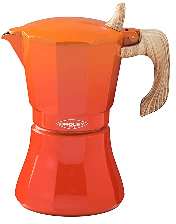 Oroley Cafetera Italiana Petra 6 Tazas Naranja Aluminio