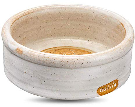 naftie Keramiknapf Mandala Sand weiß - M (0,6 Liter, 17-18cm) | Hunde-Napf & Katzen-Napf, rund, handgetöpfert in Bayern, 6cm hoch, waschbar, spülmaschinenfest
