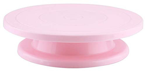 HERCHR Soporte de plato giratorio para tartas de 11 pulgadas Herramientas de decoración de tartas Bandeja rodante antideslizante Soporte de exhibición giratorio(rosado)