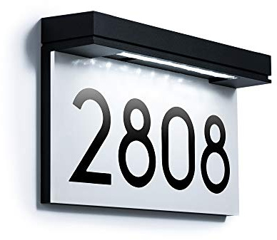 Address Plaques for House Solar Powered, House Number for Outside, LED Address Sign Outdoor Waterproof 6000K Daylight White
