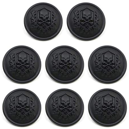 ZoTuoART Metallknöpfe mit geschnitztem Totenkopf- und gekreuzten Knochenmuster, runde Nähknöpfe, Ersatzknöpfe für Mäntel, Anzüge, Windschutz, schwarz, 25 mm, 8 Stück