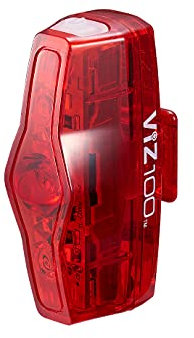 CatEye Viz 100 Luz Trasera para Bicicleta: compacta, 100 lúmenes, Recargable por USB, para Seguridad de Ciclismo Urbano, Color Negro