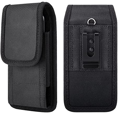 Custodia Verticale con Clip per Cintura Fondina Porta Cellulare con Clip per Cintura e Gancio per Cellulare Smartphone con Schermo 5,2-6 Pollici, Nero