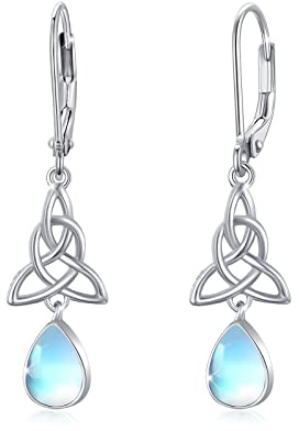 Mondstein Creolen Ohrringe Mädchen,925 Sterling Silber Regenbogen Klein Creolen für Damen Kreolen Schmuck Muttertags Geschenke Valentinstag für Frauen Kinder