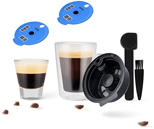 i Cafilas Wiederverwendbare Kaffeekapsel Kaffeefilter für Ta-ssimo Bosch,Ta-ssimo Bosch nachfüllbare Kaffeekapsel, 1 Body Kapsel + 2 Disc Lids (60ml + 180ml), Blue