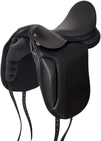 A&M Reitsport Dressur Sattel Wembley aus Leder mit wechselbarem Kopfeisen, Größe:17.5 Zoll