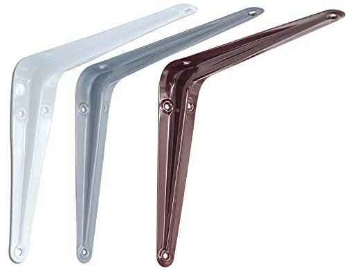 BRESKO Regalwinkel Regalträger Regalhalter Konsole Winkel Wandkonsole Regalhalterung (Weiß, 2 Stück - 350x300 mm)