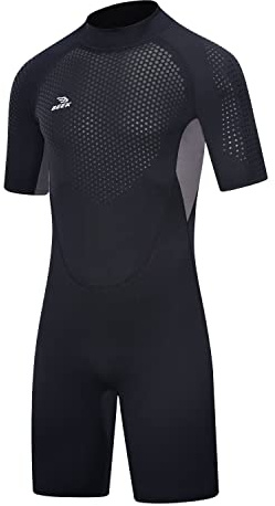 Traje de neopreno para mujer y hombre de 3 mm, corto, con cremallera en la espalda, para buceo, esnórquel, surf, kayak, traje de neopreno de manga corta para deportes acuáticos