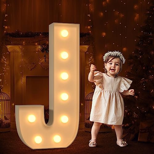 Tongjoy 3FT Marquee Light Up Letters, Large Marquee Letters, DIY Giant Letters for Baby Shower Birthday Party Backdrop Decorations, Light Up Letters for Wedding Decor, Kids' Mosaic Kits Letter J