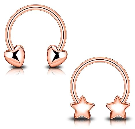 Longbeauty Hufeisenringe Edelstahl 16G Creolen Augenbrauen Ohrringe Lippe Nasenring Septum Helix Tragus Knorpel Piercing Damen Herren