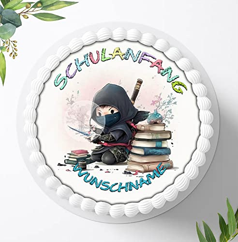 Für die Geburtstags Torte, oder Zuckerbild zum Schulanfang Personalisiert mit oder ohne Wunschname, Essbares Foto für Torten, Fondant, Tortenaufleger Ø 20cm, 1422z