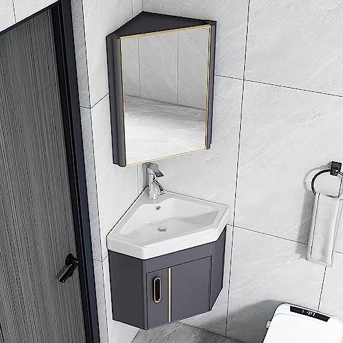 OOCCO Lavello Ad Angolo,Lavandino da Bagno Ad Angolo,mobiletto del Bagno con Rubinetto E Scarico, Lavabo in Ceramica, Bagno A Parete Vnity, per Cucina Domestica Patio Room (Size : 42cm)