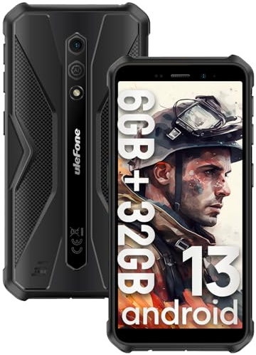 Ulefone Armor X12 Rugged Smartphone, 6GB+32GB+256GB Espandibili Telefono, Android 13 GO Telefono Indistruttibile, 4860 mAh Batteria Cellulare, 5,45 Pollici HD+, 13MP+8MP, IP68/WIFI 5G/NFC/OTG - Nero