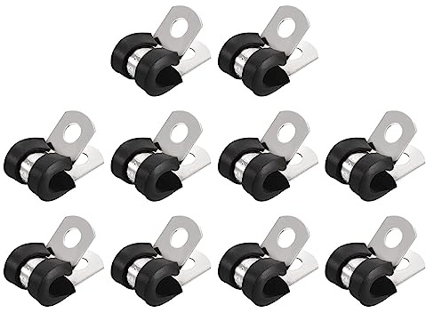 sourcing map Collier de Serrage 6mm 304 Inox Acier Caoutchouc 30pcs | Amorti Isolé C Lampe Attache, Grillage Rigide Sangle Clip Fixation Tube Tuyau