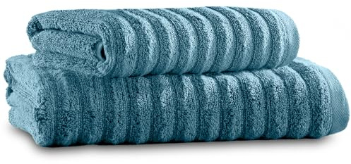Towelogy Luxury Bamboo Bath Towels Set Of 2-1 Hand Towel 50x80cm & 1 Extra Large Bath Towel 90x140cm | Rapid Drying Experience Every Day (Blue, 2)