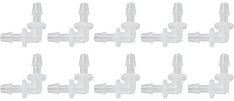 Joint de Tuyau coudé en Plastique, Connecteur de Tuyau à 90 Degrés, Raccord en Forme de L, Raccords en Plastique de Diamètre égal pour Laboratoire, 10 Pièces (4.8MM)