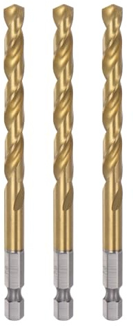 sourcing map 3pcs 1/4 Hex Shank Drill Bits 7mm Titanium Drill Bits Set M35 High Speed Steel Twist Drill Bit 108mm Long Fully Ground for Wood, Stainless Steel, Metal, Plastic Plastic