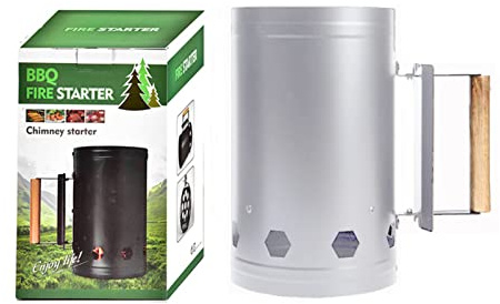 Encendedor de Chimenea de Carbón de Acero Inoxidable, Accesorio de Encendedor Rápido Resistente Al Calor para Cocinar Al Aire Barbacoa y Camping (WHITE)