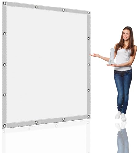 Schattiernetz mit Ösen 3.2 x 3.5 m Wasserdicht Balkon Sichtschutz Reißfest UV-Schutz nach Mass Polyestergewebe Mit Seil Beschattungsnetz für Balkon Terrasse Garten, Weiß