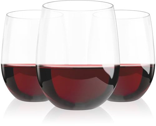 Lamosi Confezione da 24 bicchieri da vino in plastica usa e getta, da 350 ml, senza stelo, infrangibili, riutilizzabili, bicchieri da vino trasparenti, infrangibili e senza BPA