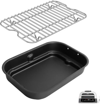 Outspark Grill Roast Rack and Cooking Pot for Ninja Foodi FG551/DG551 Smart XL Indoor Grill Accessories, Air Fryer Rack & Non-Stick Griddle Pan for Ninja Foodi DG651