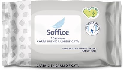 Carta igienica Umidificata per Donna e Uomo - 24 Confezioni da 15 pz | Igiene Intima in Viaggio | Carta Igienica Bagnata Gettabile nel WC | Prodotti da Viaggio con Salviettine Igienizzanti