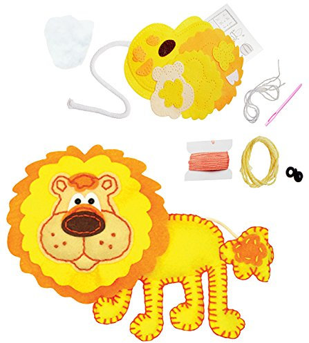 alles-meine.de GmbH Bastelset - Filz Plüschtier - lustiger Löwe - zum Sticken, einfaches Nähen per Hand - Komplettset filzen - Filztier - Creativ - Filzset zum Basteln/Hand..