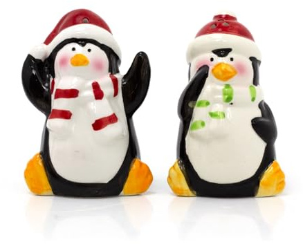 Carousel Home Christmas Penguin Salt and Pepper Pots | Festive Salt And Pepper Set Xmas Salt And Pepper Shakers | Christmas Characters Cruet Sets