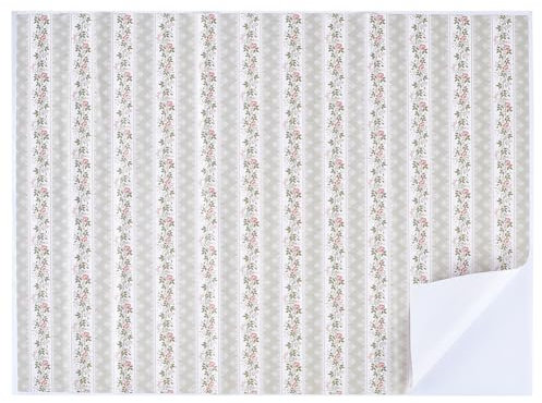GORGECRAFT Dollhouse Floorboards Wallpaper 1/6 1/8 Scale Self-Adhesive Miniature Dollhouse Flooring Sticker Floral Pattern Peel and Stick Dolls House Decor for Dollhouse Accessories 48x36cm
