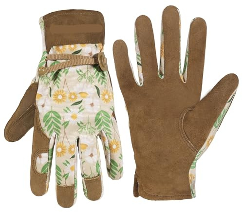 DCYQWNLS Garten Arbeitshandschuhe Gartenhandschuhe for Damen, atmungsaktive Damen-Gartenhandschuhe aus Leder, Geschenk for Gärtner FüR Die Gartenarbeit(M)