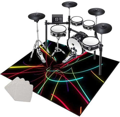Schlagzeugteppich 120 x 80 cm Drum Teppich Schlagzeug Teppich Trommel Teppiche Musikinstrumente Bodenmatte Schallschutzdecke Für Bass Drum Snare Schlagzeugmatte Trommelteppich Schallschutz Teppich